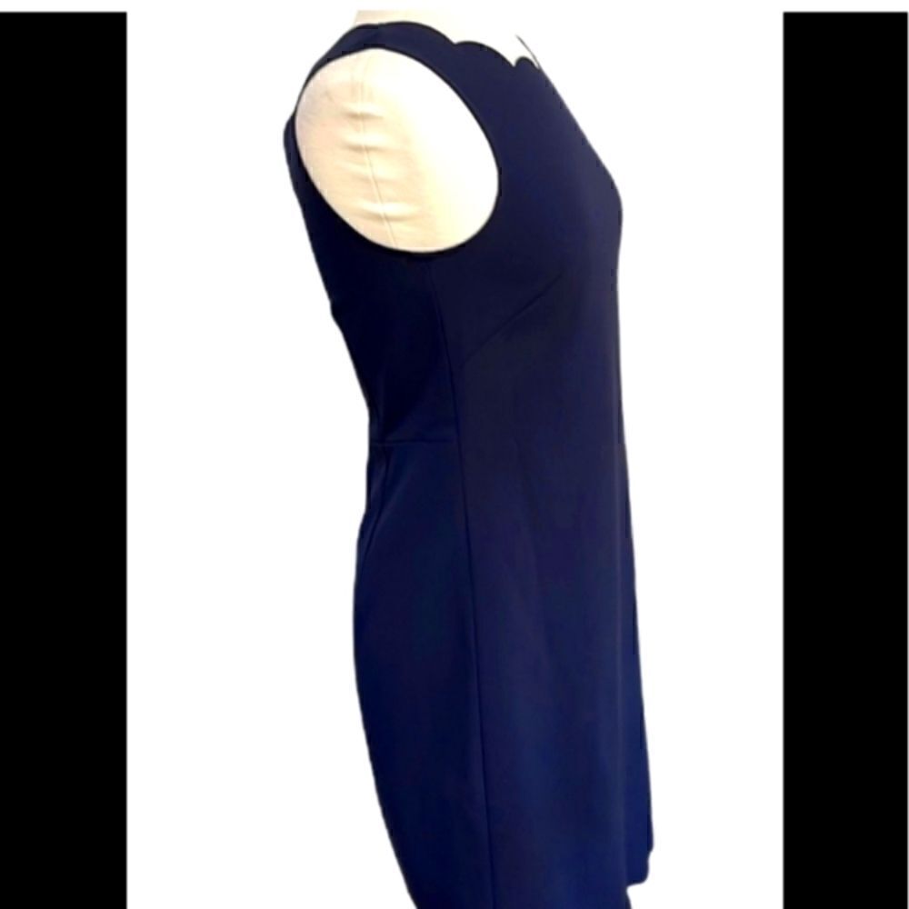 J CREW Scalloped Navy Sheath Sleeveless Dress Sz 0 - Picture 6 of 11
